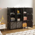 9-Cube Closet Organizer with Doors - Black