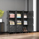 9-Cube Closet Organizer with Doors - Black