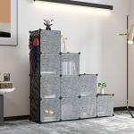 12-Cube Storage Organizer Unit with Doors - Black