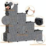 12-Cube Storage Organizer Unit with Doors - Black