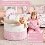 Large Pink Storage Basket with Handle for Toys