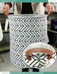 FANKANG Large Foldable Canvas Storage Basket - Geometric