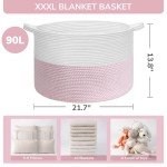 Large Pink Storage Basket with Handle for Toys