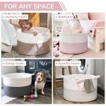 Large Pink Storage Basket with Handle for Toys