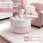 Large Pink Storage Basket with Handle for Toys