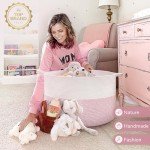 Large Pink Storage Basket with Handle for Toys