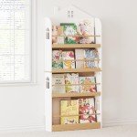 Wall-Mounted Kids 4-Tier Bookshelf Organizer