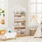 Wall-Mounted Kids 4-Tier Bookshelf Organizer