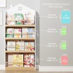 Wall-Mounted Kids 4-Tier Bookshelf Organizer