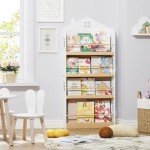 Wall-Mounted Kids 4-Tier Bookshelf Organizer