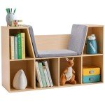 HOMCOM 6-Cubby Kids Bookcase with Reading Nook