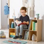 HOMCOM 6-Cubby Kids Bookcase with Reading Nook