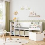 Kids Reading Nook with Bench and Storage Cubbies
