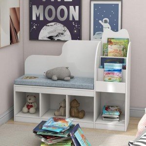 Kids Reading Nook with Storage Cubes and Cushion