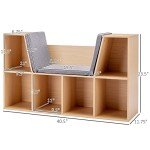 HOMCOM 6-Cubby Kids Bookcase with Reading Nook