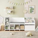 Kids Reading Nook with Bench and Storage Cubbies