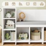 Kids Reading Nook with Bench and Storage Cubbies