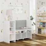 Kids Bookshelf with Reading Nook and Toy Storage