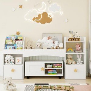 Kids Bookshelf with Reading Nook and Storage