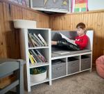 Kids Reading Nook Bench with Bookshelf and Storage