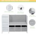 Kids Reading Nook Bench with Bookshelf and Storage