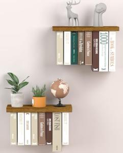 Set of 2 Wall-Mounted Floating Book Shelves