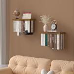 Set of 2 Wall-Mounted Floating Book Shelves