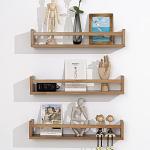Light Walnut Floating Shelves - Set of 3
