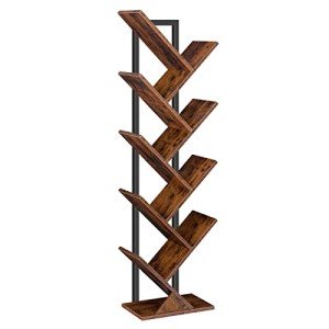 Rustic 9-Tier Tree Bookshelf for Home Organization