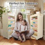 6-Tier Rolling Bookshelf - Double-Sided Book Organizer