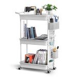 ADOVEL 3-Tier Rolling Utility Cart with Pegboard