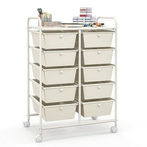 Ivory 10-Drawer Rolling Storage Cart with Wheels