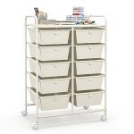 Ivory 10-Drawer Rolling Storage Cart with Wheels