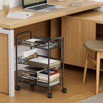 3-Tier Rolling Storage Cart with Hooks - Black