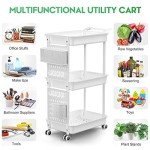 ADOVEL 3-Tier Rolling Utility Cart with Pegboard
