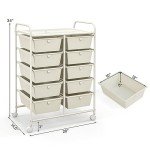 Ivory 10-Drawer Rolling Storage Cart with Wheels
