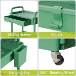Green 3-Tier Rolling Cart Organizer with Wheels