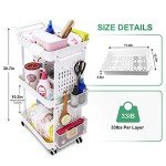 ADOVEL 3-Tier Rolling Utility Cart with Pegboard