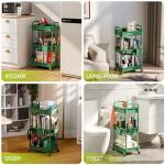 Green 3-Tier Rolling Cart Organizer with Wheels