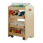 Kids Rolling 4-Tier Wooden Storage Cart on Wheels