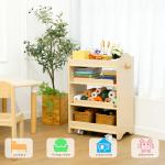 Kids Rolling 4-Tier Wooden Storage Cart on Wheels