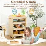 Kids Rolling 4-Tier Wooden Storage Cart on Wheels