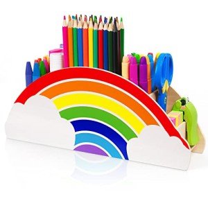 GAMENOTE Rainbow Wooden Desk Organizer for Kids
