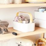 Stackable Storage Bin and Caddy Organizer - White/Natural