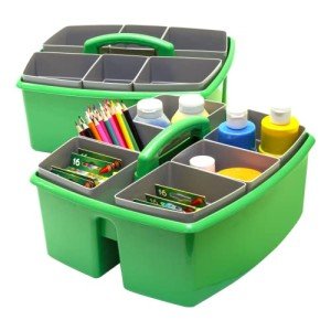 Large Green Classroom Caddy with Cups - Set of 2