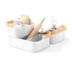 Stackable Storage Bin and Caddy Organizer - White/Natural