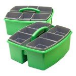 Large Green Classroom Caddy with Cups - Set of 2