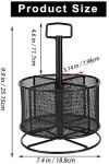 Marbrasse Mesh Desk Organizer, 360-Degree Rotating Multi-Functional Pen Holder, 4 Compartments Desktop Stationary Organizer, Home Office Art Supply Storage Box Caddy (Black)