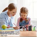 Rustic Wooden Pen and Pencil Holder with Compartments