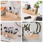 Rustic Wooden Pen and Pencil Holder with Compartments